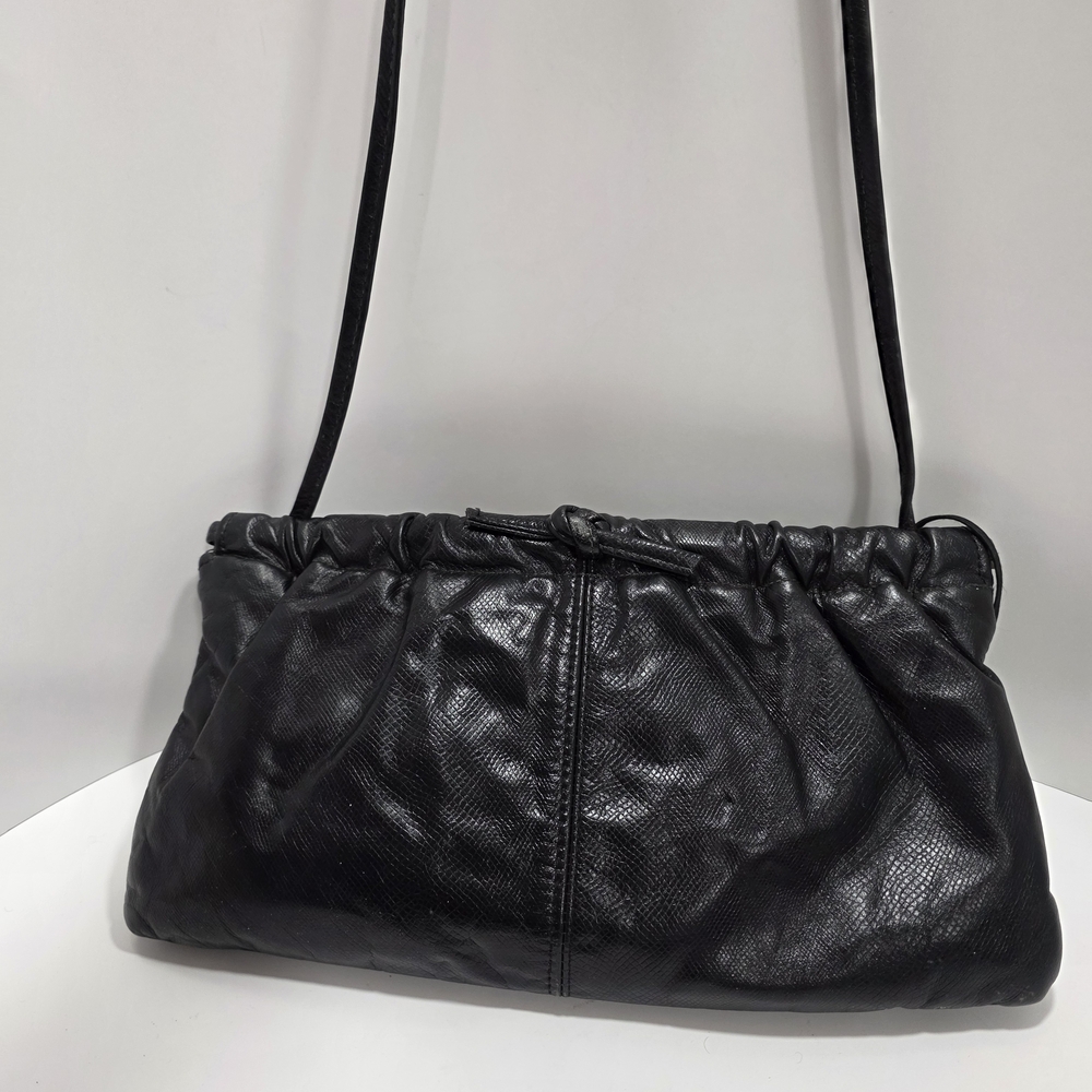 Vintage Chic Black Leather Clutch